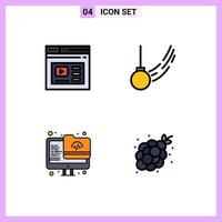 Filledline Flat Color Pack of 4 Universal Symbols of internet motion website swing folder Editable Vector Design Elements