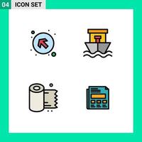 4 Creative Icons Modern Signs and Symbols of arrow paper left up boat tissue Editable Vector Design Elements