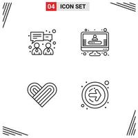 Editable Vector Line Pack of 4 Simple Filledline Flat Colors of business forward arrow account heart next button Editable Vector Design Elements