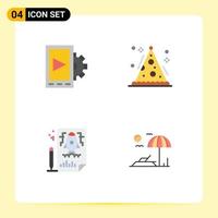 4 Flat Icon concept for Websites Mobile and Apps mobile rocket cone party beach Editable Vector Design Elements