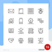 Pack of 16 Modern Outlines Signs and Symbols for Web Print Media such as tie bow gas woman happy Editable Vector Design Elements