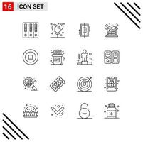 Set of 16 Vector Outlines on Grid for money home mortgage party coins phone Editable Vector Design Elements