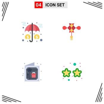 4 Universal Flat Icons Set for Web and Mobile Applications assets birthday money china invitation Editable Vector Design Elements