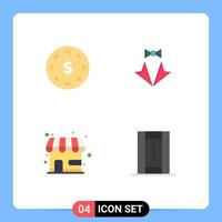 Set of 4 Vector Flat Icons on Grid for business wedding yen love market store Editable Vector Design Elements