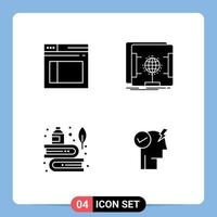 Modern Set of 4 Solid Glyphs and symbols such as page education website scan history Editable Vector Design Elements