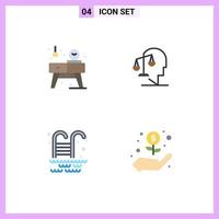 User Interface Pack of 4 Basic Flat Icons of home swimming pool watch human park Editable Vector Design Elements