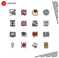 conjunto de 16 iconos modernos de la interfaz de usuario signos de símbolos para la terapia del cabello bloqueada de la cabeza del teléfono inteligente gráfico elementos de diseño de vectores creativos editables