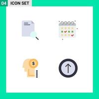 Flat Icon Pack of 4 Universal Symbols of search money document date upload Editable Vector Design Elements