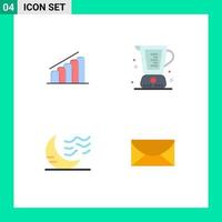 Modern Set of 4 Flat Icons and symbols such as chart climate analysis cooking night Editable Vector Design Elements