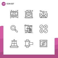 Set of 9 Modern UI Icons Symbols Signs for move mobile transport transfer find Editable Vector Design Elements