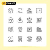 16 Universal Outlines Set for Web and Mobile Applications color safety car money box Editable Vector Design Elements