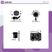 Pictogram Set of 4 Simple Solid Glyphs of business setting hand search medical Editable Vector Design Elements