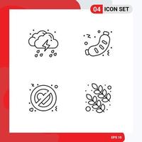 Pack of 4 creative Filledline Flat Colors of cloud sausage weather fast no love Editable Vector Design Elements