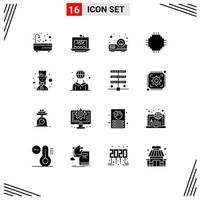 16 Universal Solid Glyph Signs Symbols of chef electronic dessert electric chip Editable Vector Design Elements