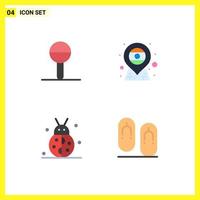 Set of 4 Modern UI Icons Symbols Signs for baby beetle bug rattle flag thanksgiving Editable Vector Design Elements