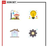 Set of 4 Vector Flat Icons on Grid for home home moon big sale canada Editable Vector Design Elements