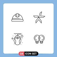 4 Universal Filledline Flat Colors Set for Web and Mobile Applications cap hardware labour helmet crypto technology Editable Vector Design Elements
