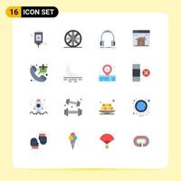 Mobile Interface Flat Color Set of 16 Pictograms of phone bag headphones design home Editable Pack of Creative Vector Design Elements