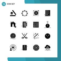 Universal Icon Symbols Group of 16 Modern Solid Glyphs of cancel file finance process target Editable Vector Design Elements