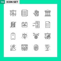 Set of 16 Commercial Outlines pack for memory chip tracking cash user Editable Vector Design Elements