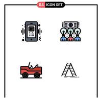 Universal Icon Symbols Group of 4 Modern Filledline Flat Colors of phone workshop player presentation vehicle Editable Vector Design Elements