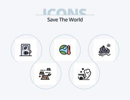 Save The World Line Filled Icon Pack 5 Icon Design. green. warming. industry. tree. global vector