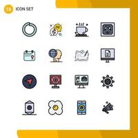 16 Flat Color Filled Line concept for Websites Mobile and Apps operation calendar drink letter envelope Editable Creative Vector Design Elements