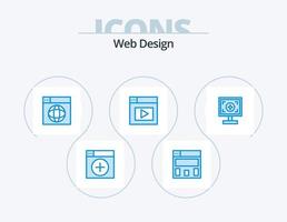 Web Design Blue Icon Pack 5 Icon Design. design. brand. design. video. web vector