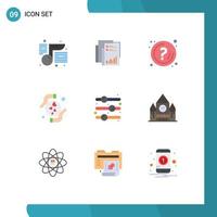 9 Universal Flat Color Signs Symbols of hands information data info mark Editable Vector Design Elements