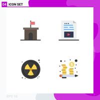 Pictogram Set of 4 Simple Flat Icons of architecture music mario file radioactive Editable Vector Design Elements