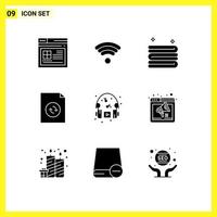 9 Creative Icons Modern Signs and Symbols of browser headphone cleaning hobby sync Editable Vector Design Elements