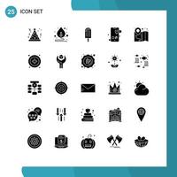 Pack of 25 creative Solid Glyphs of map gps dessert text phone Editable Vector Design Elements