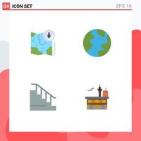 Group of 4 Modern Flat Icons Set for map down track globe stair Editable Vector Design Elements