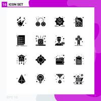 Universal Icon Symbols Group of 16 Modern Solid Glyphs of list check star picture development Editable Vector Design Elements