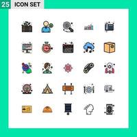 Group of 25 Filled line Flat Colors Signs and Symbols for fax increase auditing graph chart Editable Vector Design Elements