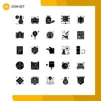 Pack of 25 Modern Solid Glyphs Signs and Symbols for Web Print Media such as lantern chinese capsule china network Editable Vector Design Elements