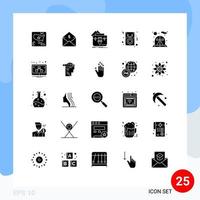 User Interface Pack of 25 Basic Solid Glyphs of player songs order audio folder Editable Vector Design Elements