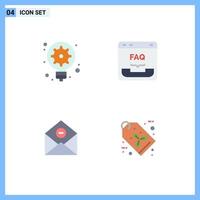 Mobile Interface Flat Icon Set of 4 Pictograms of generation communication light bulb contact delete Editable Vector Design Elements