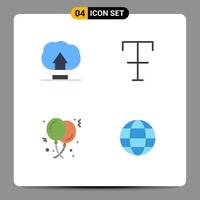 4 Universal Flat Icon Signs Symbols of interface celebration font balloons globe Editable Vector Design Elements