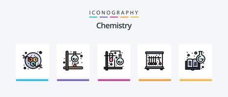 Chemistry Line Filled 5 Icon Pack Including bamboo. chinese. red. china. traditional. Creative Icons Design vector