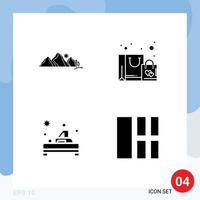 Stock Vector Icon Pack of 4 Line Signs and Symbols for hill massage mountain favorite table Editable Vector Design Elements