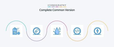 paquete completo de íconos azul 5 de versión común que incluye flecha. programación. sangre. desarrollo. código vector