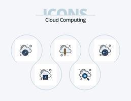 paquete de iconos llenos de línea de computación en la nube 5 diseño de iconos. tecnología. nube. dinero. negocio vector