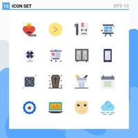 Group of 16 Flat Colors Signs and Symbols for conditioner training coding team presentation Editable Pack of Creative Vector Design Elements