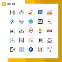 Modern Set of 25 Flat Colors and symbols such as bill web security seo medal Editable Vector Design Elements