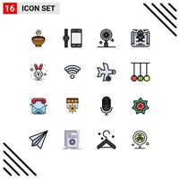 16 User Interface Flat Color Filled Line Pack of modern Signs and Symbols of animal business smart watch achievement gear Editable Creative Vector Design Elements