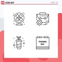 Group of 4 Modern Filledline Flat Colors Set for air agriculture summer setting study Editable Vector Design Elements