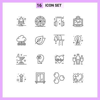 Pack of 16 creative Outlines of ecology storage support server computing Editable Vector Design Elements