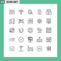 Line Pack of 25 Universal Symbols of camp point health pin motivation Editable Vector Design Elements