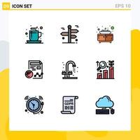 Stock Vector Icon Pack of 9 Line Signs and Symbols for bathroom analytics trip profile report Editable Vector Design Elements